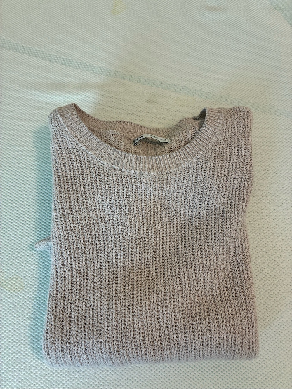 Zara Men's Crewneck S/S Sweater - Light Mauve